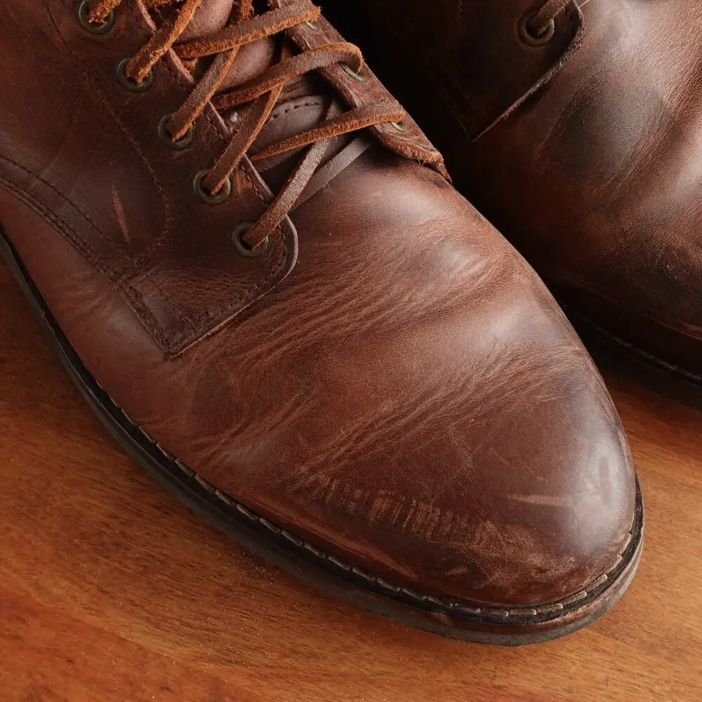 Rhodes Boots Mens SZ 10 Brown Dean Plain Toe Leather Ankle Heritage Classic READ